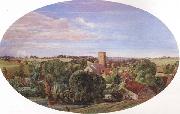 Anthony Frederick Augustus Sandys A Panoramic View of Hunworth (mk46) oil on canvas